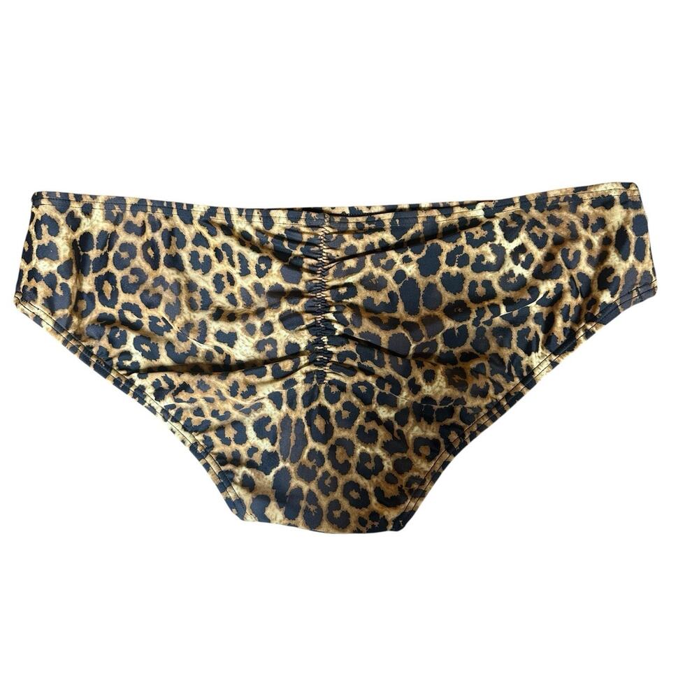 Smart & Sexy Swim Leopard Ruched Back Sexy‎ Cheeky Swim Bikini Bottom Size L - Picture 4 of 5